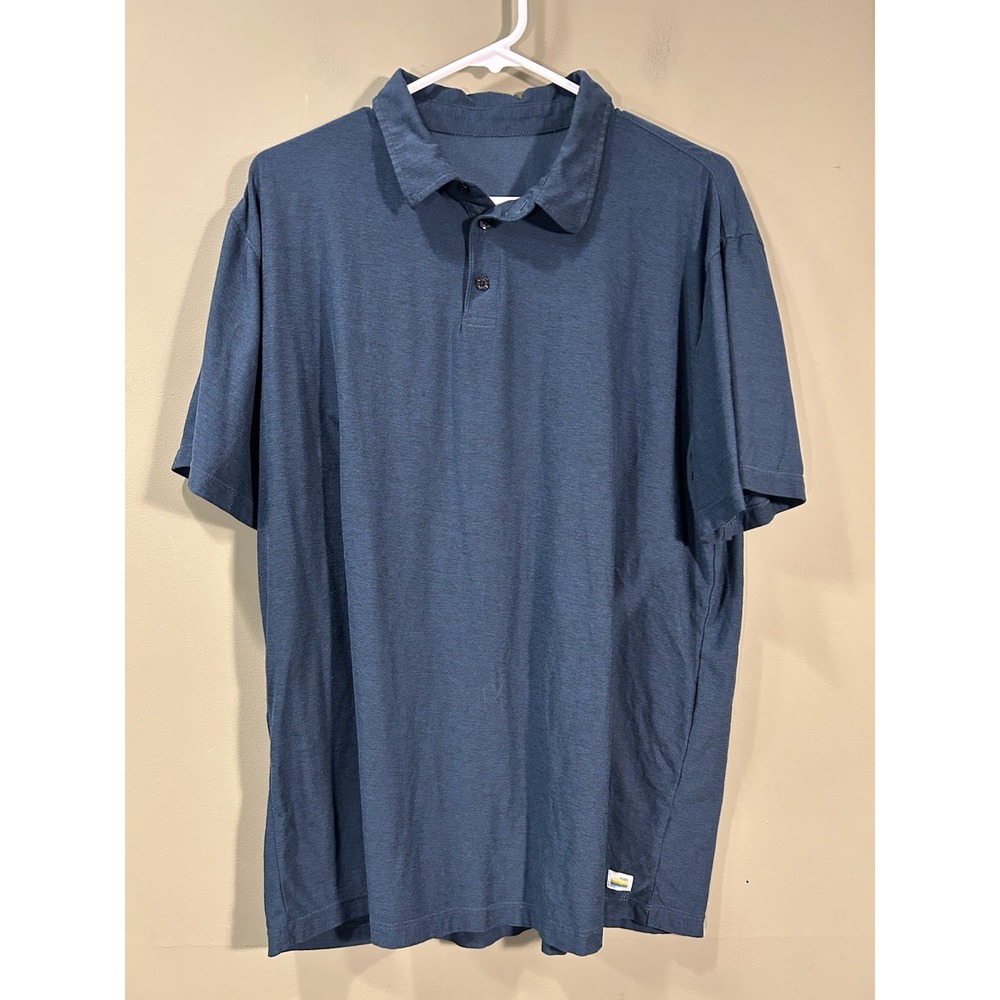 Vuori Strato Tech Polo Shirt Heather Blue Mens XL Performance Golf Athleisure